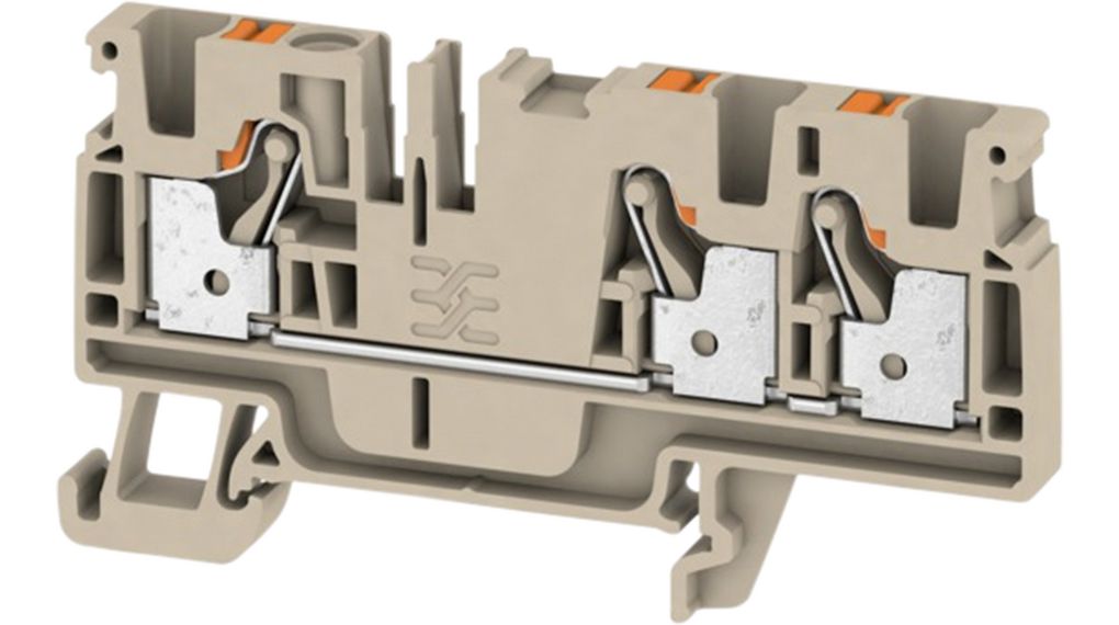 Terminal Block, Clamp, 3 Poles, 800V, 32A, 4mm², Dark Beige, Pack of 50 pieces